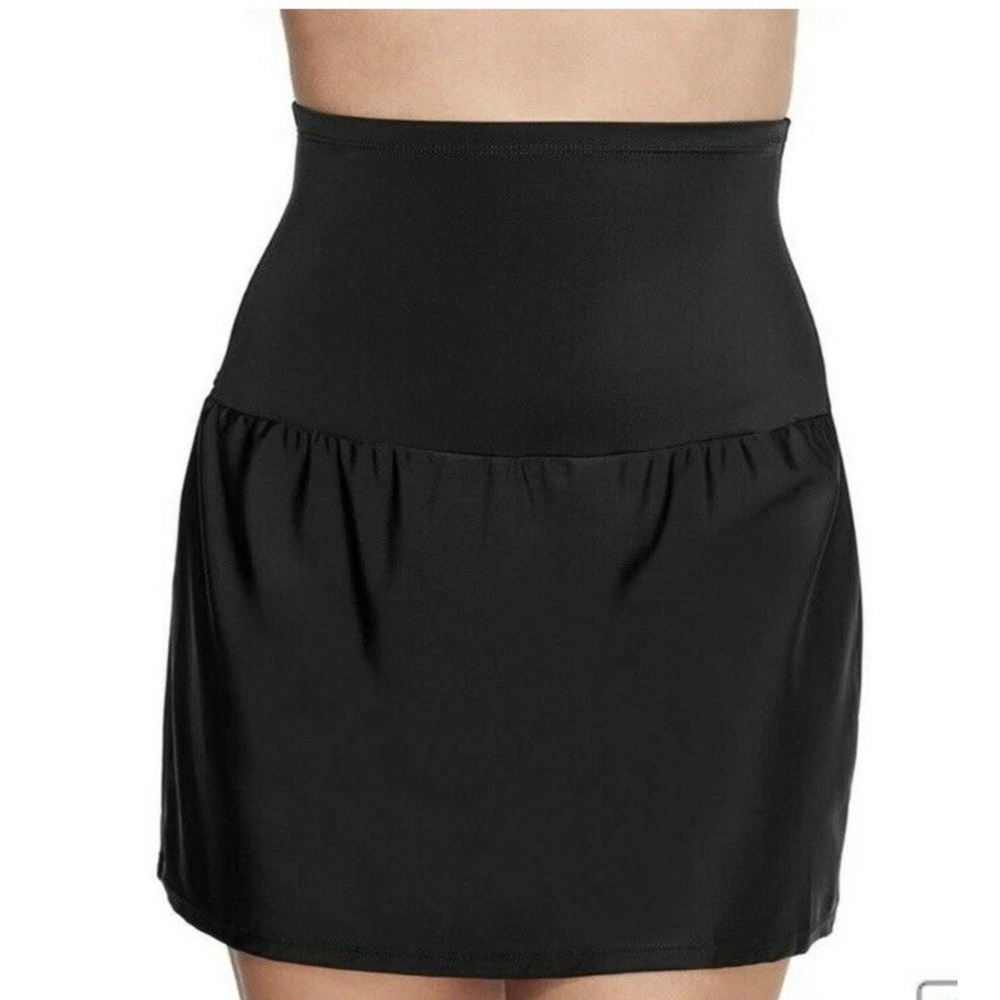 St. John's Bay Tummy Control Ultra High Waisted Swim Skirt Size 14 Black